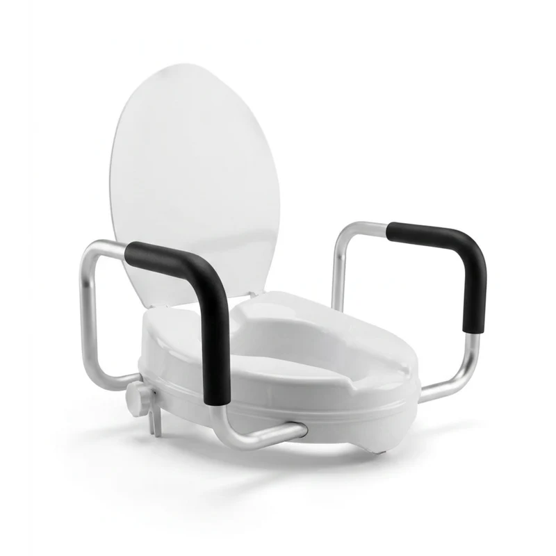 Rialzo WC con Coperchio 8 cm Universale con Maniglie - Anziani, Disabili e Gravidanza