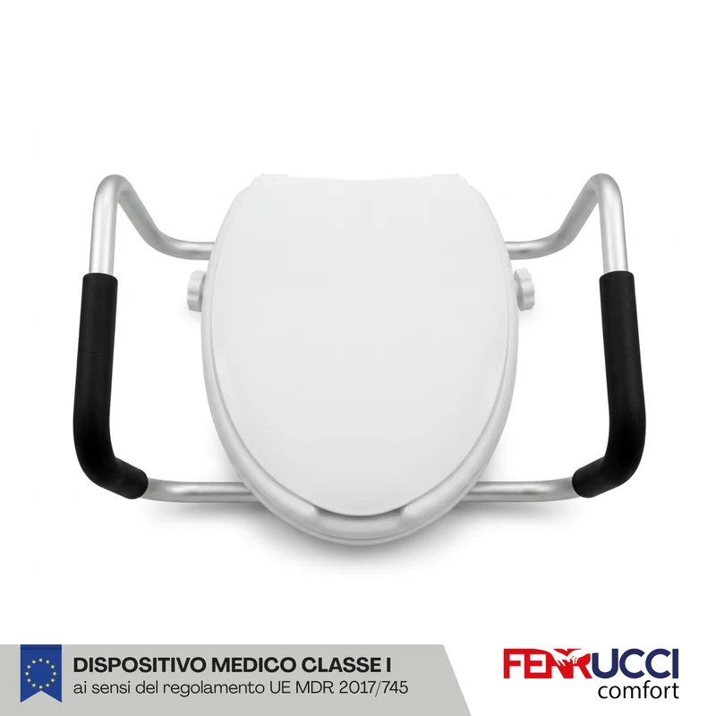 Rialzo WC con Coperchio 8 cm Universale con Maniglie - Anziani, Disabili e Gravidanza