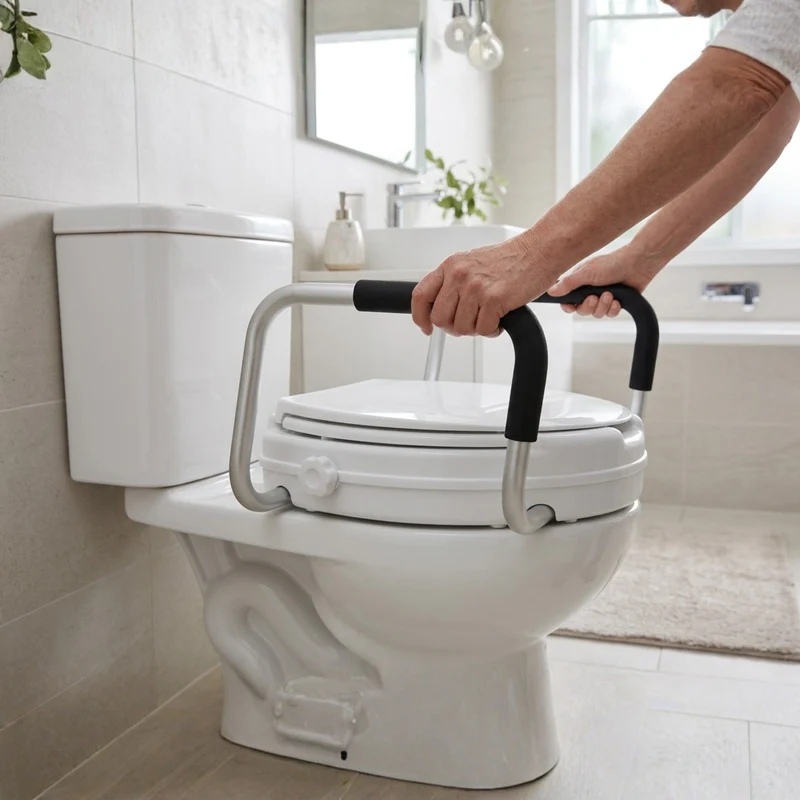 Rialzo WC con Coperchio 8 cm Universale con Maniglie - Anziani, Disabili e Gravidanza