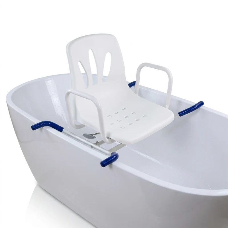 Sedia Girevole a 360º per Vasca da Bagno con Schienale e Braccioli per Anziani e Disabili - Sedile Rotante