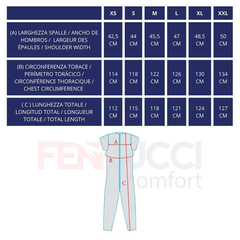 Pigiama Sanitario Girocollo Zip in 100% Cotone CON 3 Zip Manica Lunga e Pantalone Lungo - 9015/2 ML PL