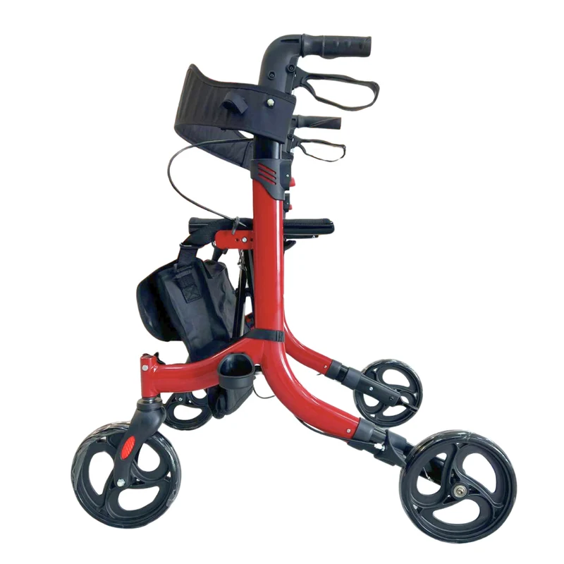 Deambulatore con Freni Pieghevole Regolabile Compatto in Alluminio, Girello per Anziani, - Cesto portaoggetti, 4 Ruote, Rollator - VITAWALK PRO SC5023B