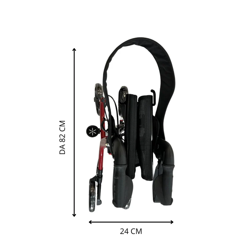 Deambulatore con Freni Pieghevole Regolabile Compatto in Alluminio, Girello per Anziani, - Cesto portaoggetti, 4 Ruote, Rollator - VITAWALK PRO SC5023B