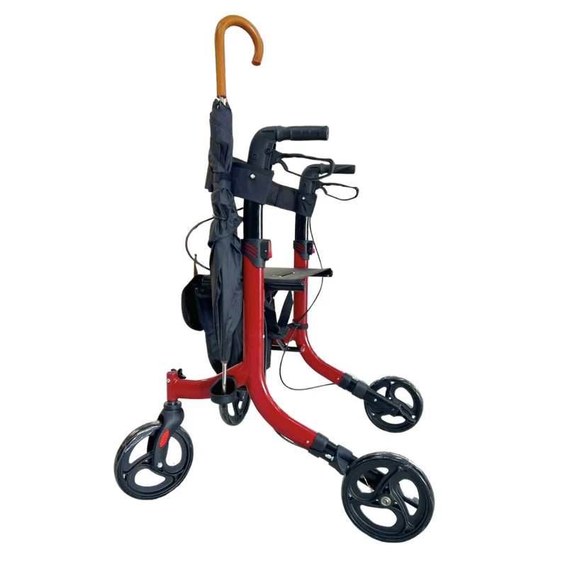 Deambulatore con Freni Pieghevole Regolabile Compatto in Alluminio, Girello per Anziani, - Cesto portaoggetti, 4 Ruote, Rollator - VITAWALK PRO SC5023B