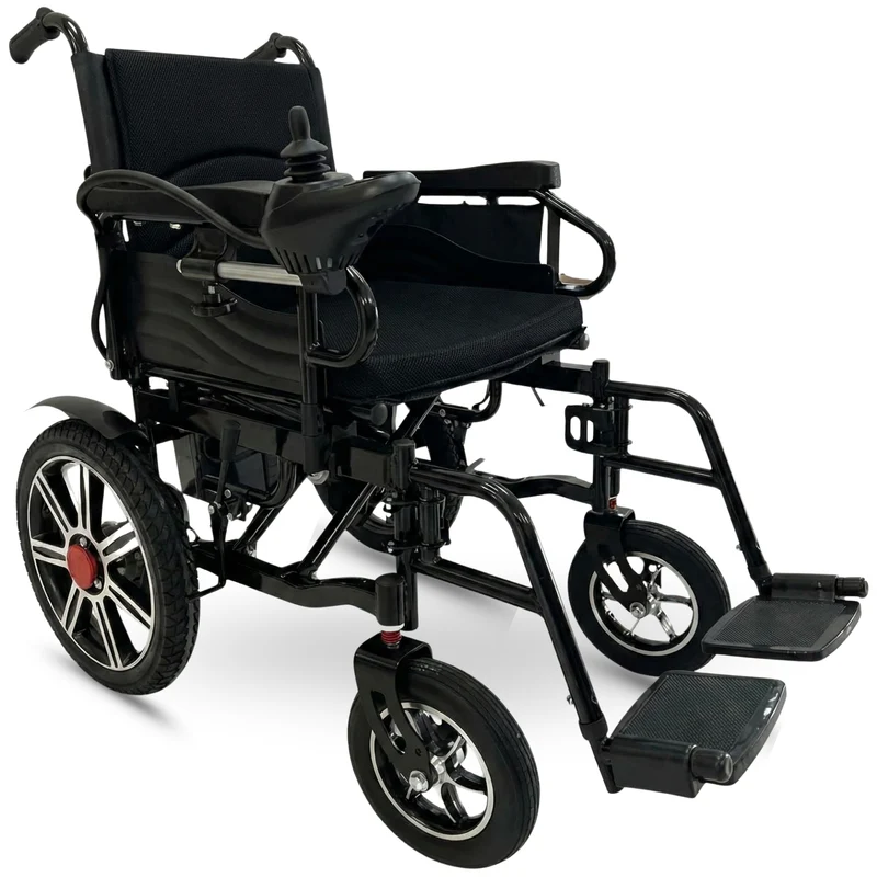 NOLEGGIO - Sedia a Rotelle Automatica Elettrica Pieghevole, Autonomia 20 Km, Professionale, Nera