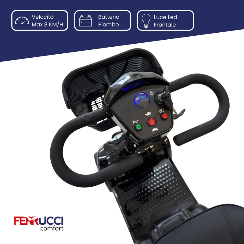 Scooter Elettrico Smontabile per Anziani e Disabili – Sedile Girevole 360°, Braccioli Ribaltabili e Presa USB - Dispositivo Medico Classe 1