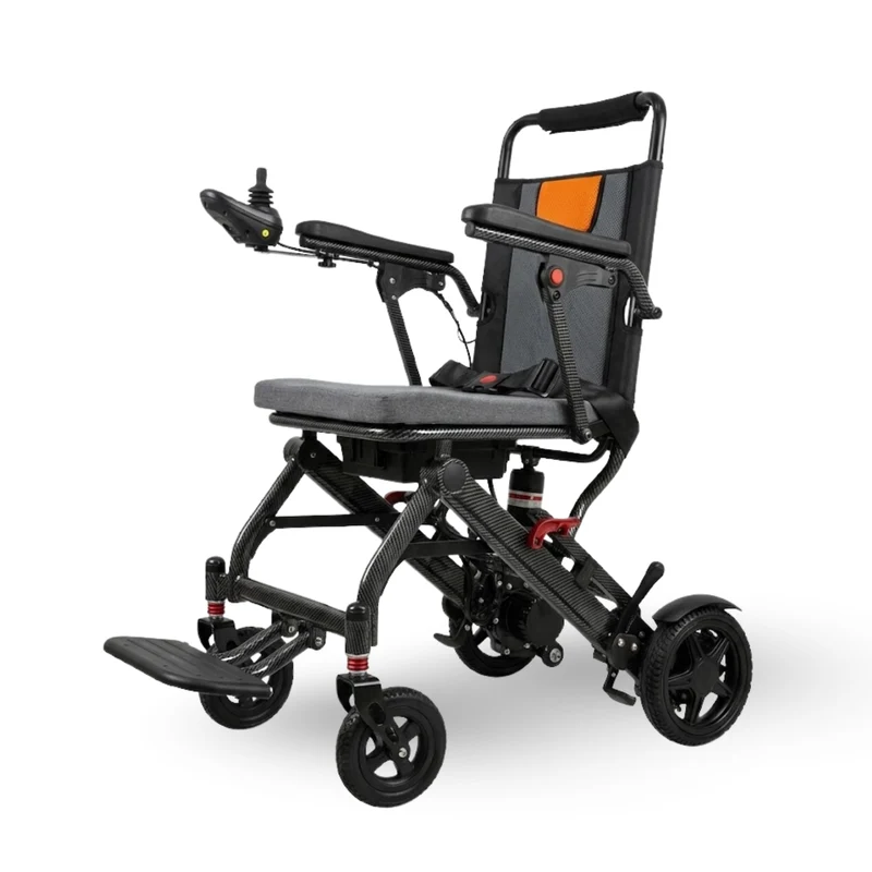 Sedia a Rotelle Elettrica Pieghevole Leggera Ingombro Ridotto - Batteria a litio, Carrozzina Automatica da Viaggio