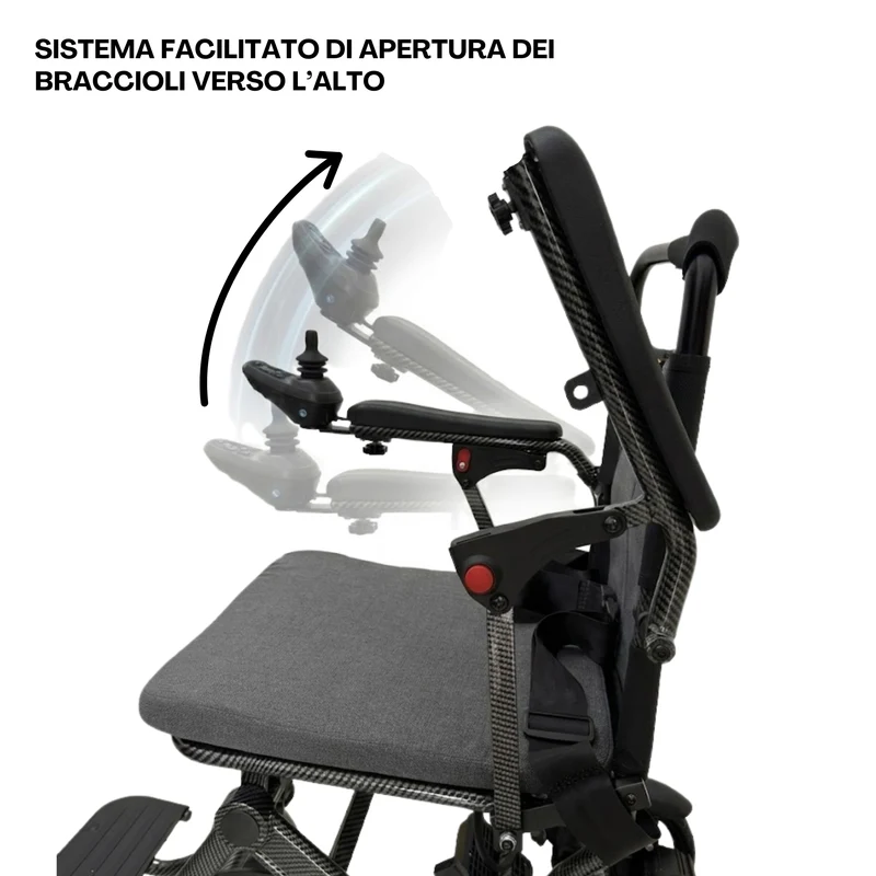Sedia a Rotelle Elettrica Pieghevole Leggera Ingombro Ridotto - Batteria a litio, Carrozzina Automatica da Viaggio