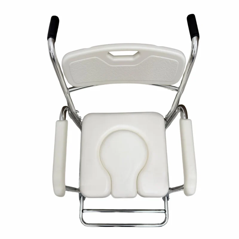 Sedia WC Doccia con Ruote Comoda e Freni - Seduta Anatomica in Alluminio, Imbottita, Pedaliera Pieghevole