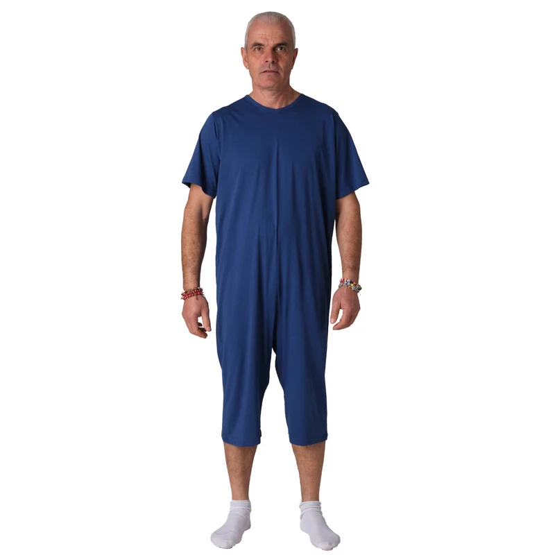 Pigiama Sanitario Girocollo 2 Zip in 100% Cotone Manica Corta e Pantalone Corto - 9015/6 MC PC