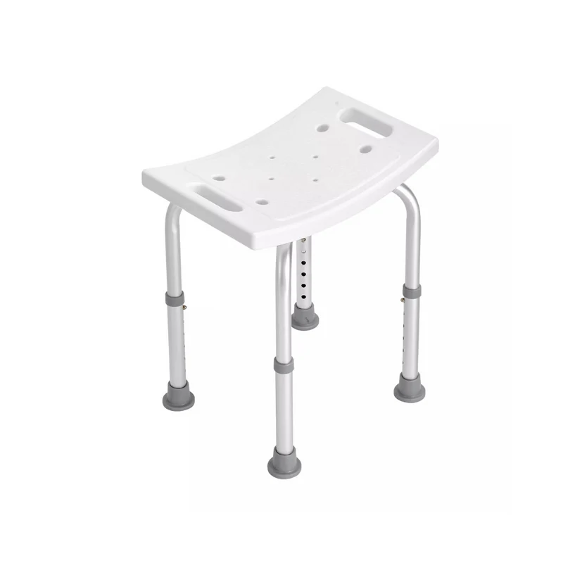 Sgabello Doccia Sedile da Bagno, Altezza regolabile, Alluminio Antiruggine, Piedini Antiscivolo in Gomma, per Anziani e Disabili o Riabilitazione