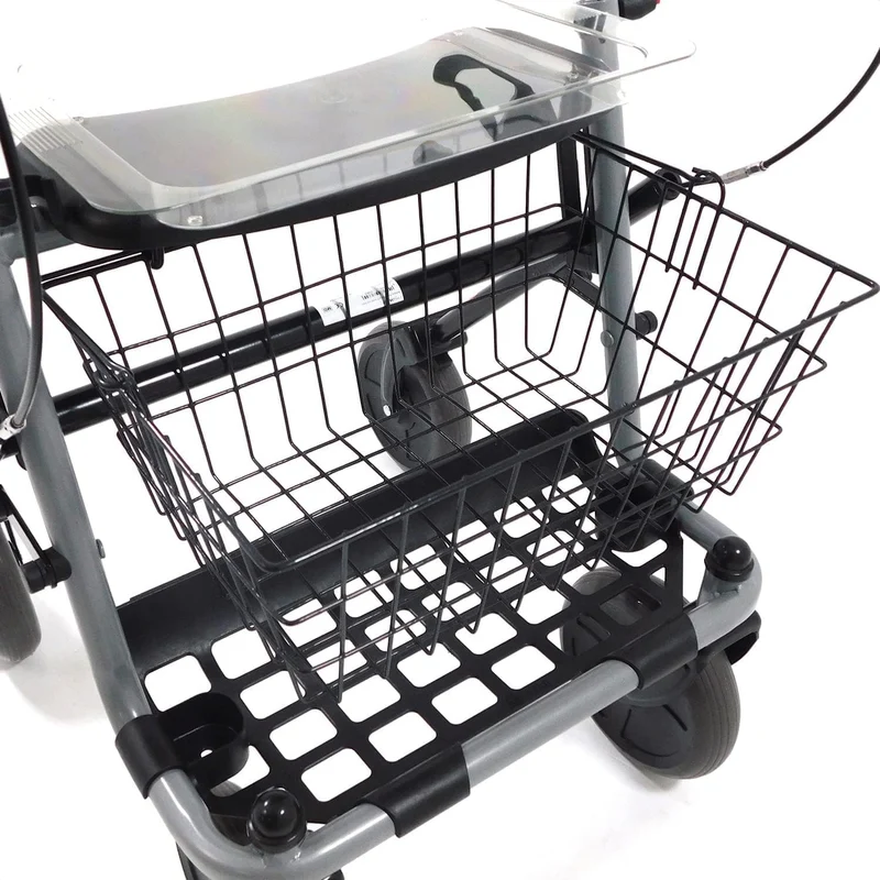 Deambulatore Girello per Anziani e Disabili Pieghevole e Regolabile con 4 Ruote, Rollator con Freni di Stazionamento, Seduta e Cestino per esterni e interni