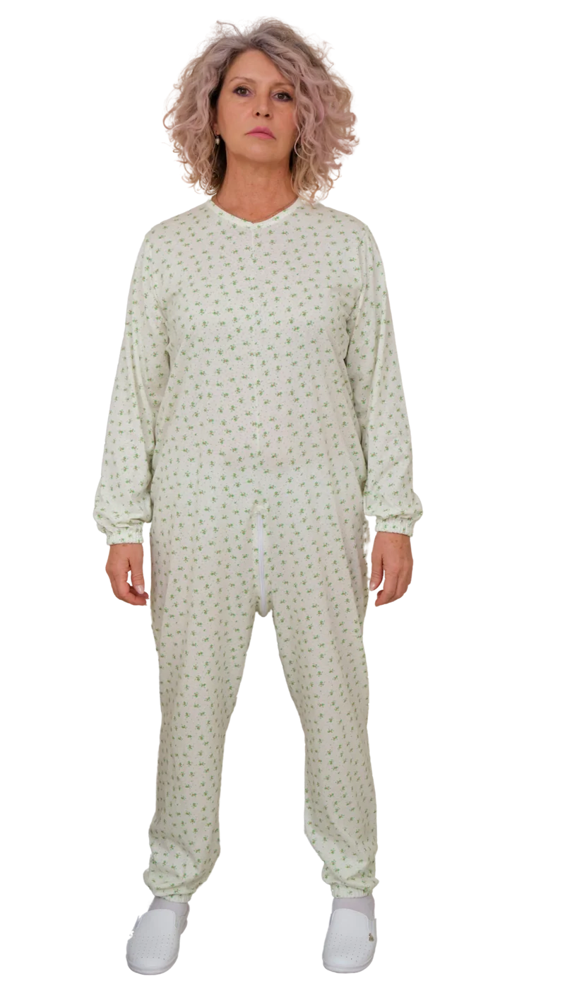 Pigiama Sanitario Felpato Invernale Unisex Girocollo 9017-F - Pigiamone per Alzheimer e Anziani