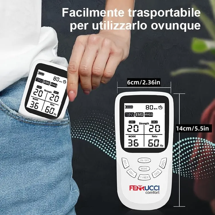 Elettrostimolatore Muscolare TENS, EMS, Massaggiatore 3-in-1, 4 Pads Inclusi, per Sollievo dal Dolore, Relax, 36 mobalità, 20 livelli di intensità, Trattamento Schiena, Collo, Articolazioni, Sciatica