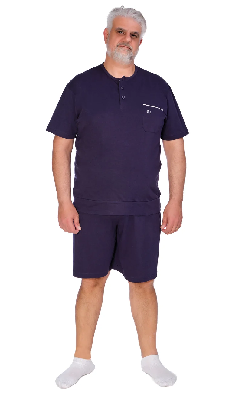 Pigiama Taglie Comode Manica Corte e Pantalone Corto - 9077 - Realizzato in Cotone