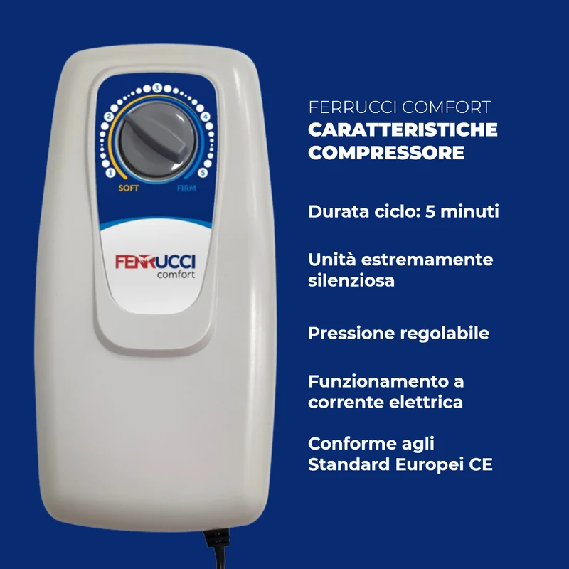 Materasso antidecubito FERRUCCI COMFORT con compressore a ciclo alternato - Dispositivo medico classe I Marcatura CE