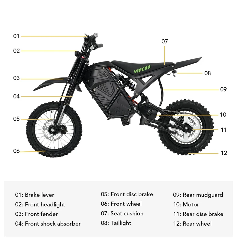VIPCOO H3 Dirt Bike électrique