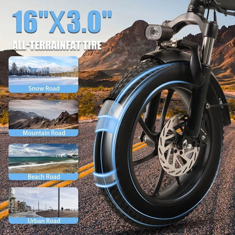 Bicicletta elettrica pieghevole da città CMACEWHEEL AC16 48V 18Ah
