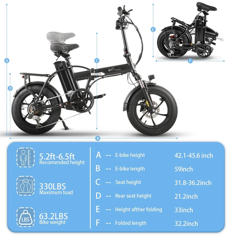 Bicicletta elettrica pieghevole da città CMACEWHEEL AC16 48V 18Ah