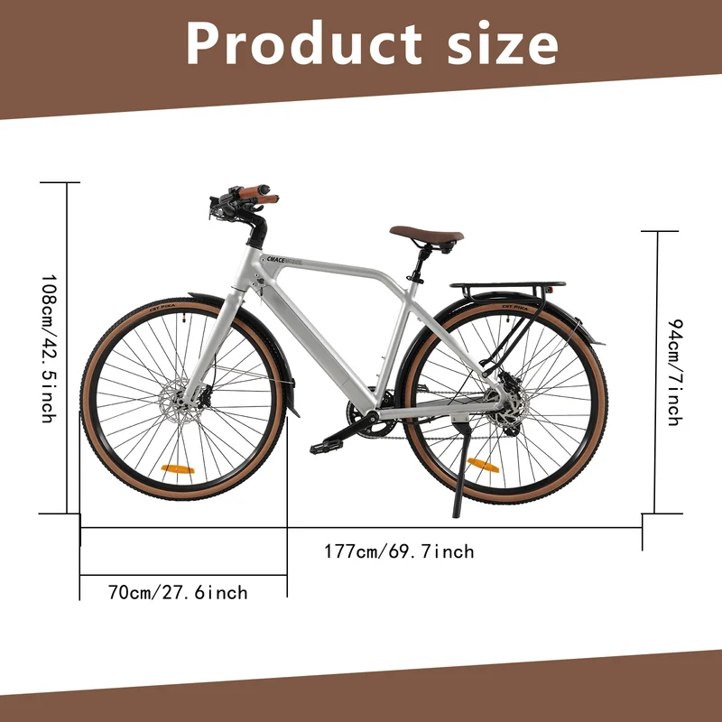 CMACEWHEEL F700-2 36V 250W Batteria rimovibile Bicicletta elettrica per pendolari