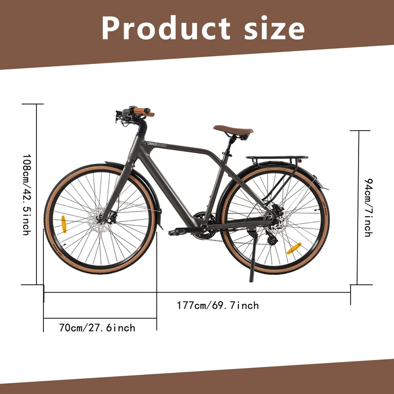CMACEWHEEL F700-1 250W 10AH Batteria rimovibile Bicicletta elettrica per pendolari