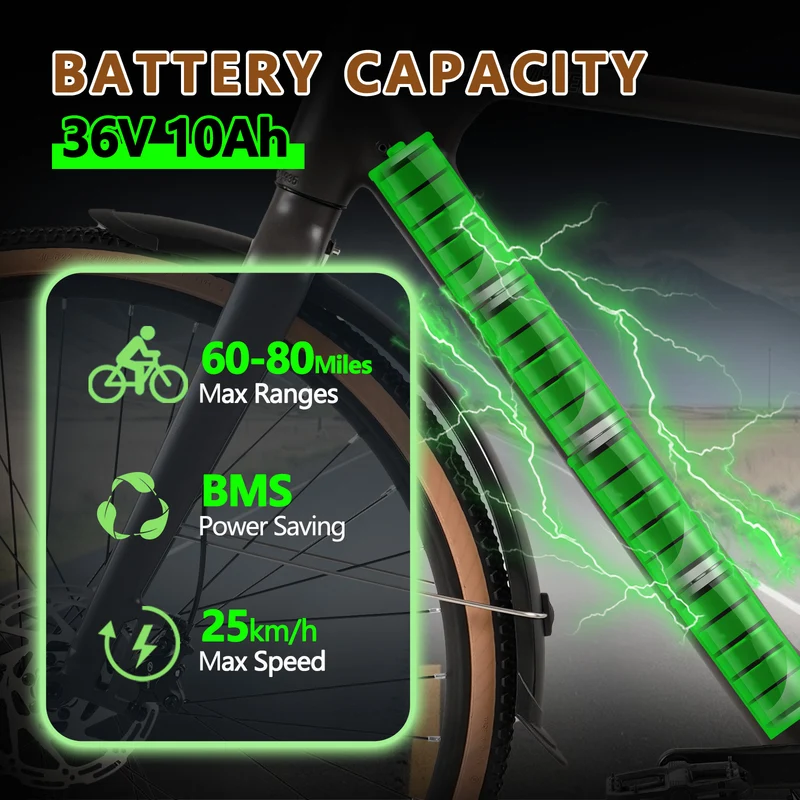 CMACEWHEEL F700-1 250W 10AH Batteria rimovibile Bicicletta elettrica per pendolari