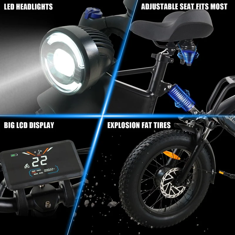 CMACEWHEEL RX20MAX Nuova E-bike 750W*2 Potente bicicletta elettrica a doppio motore 48V 18AH 20 pollici*4.0 Fat Tyre Ebike pieghevole