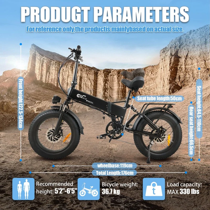 CMACEWHEEL RX20MAX Nuova E-bike 750W*2 Potente bicicletta elettrica a doppio motore 48V 18AH 20 pollici*4.0 Fat Tyre Ebike pieghevole