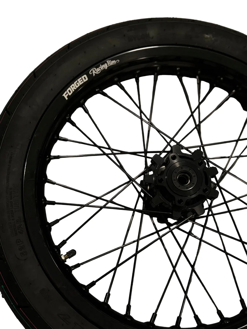 Surron Light Bee X / E-Ride Pro Supermoto Wheelset (Thick/Wide) - Chrome Silver / Gloss Black