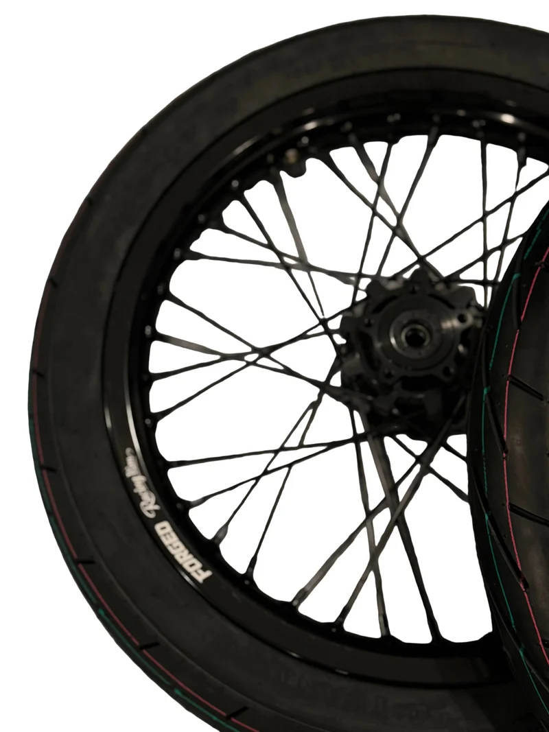 Surron Light Bee X / E-Ride Pro Supermoto Wheelset (Thick/Wide) - Chrome Silver / Gloss Black