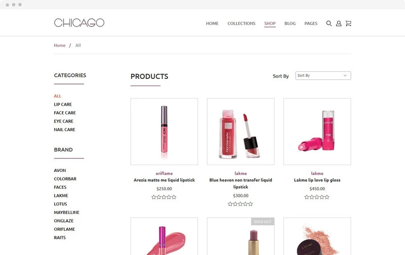 Cosmetics Store Chicago Shopify Theme